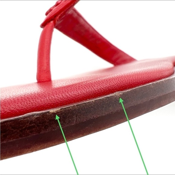 Tory Burch Everly Chain Thong Sandals Size 6 Bearberry Red Flip Flops 88335 New - Picture 7 of 13